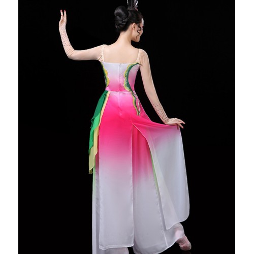 Women's traditional Chinese classical dance dresses ancient fairy dancers singers stage performance dresses